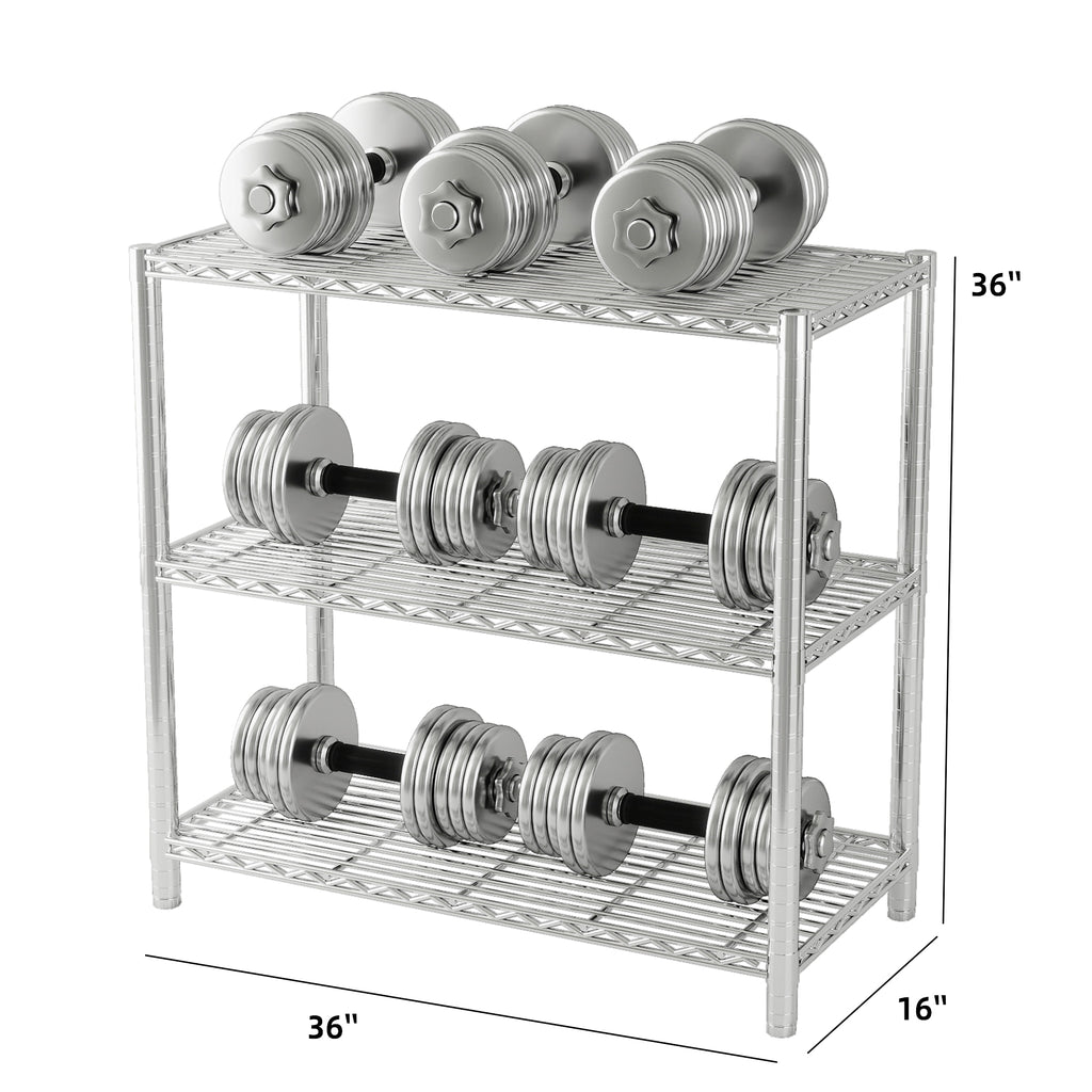 Chrome 6-Shelf Shelving Unit, Changeable into 2 of 3-Shelf Units, 72”H X 36”W X 16”D Adjustable Heavy Duty Steel Wire Shelves, 350 lbs Loading Capacity Per Shelf. ITEM#: 540C