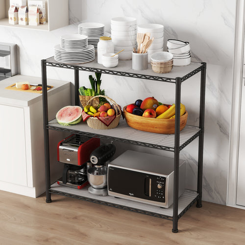 3-Shelf Shelving Unit with 3-Shelf Liners, 36" W X 16" D X 36" H Adjustable Rack, Steel Wire Shelves, Shelving Units and Storage for Laundry Bathroom Kitchen Pantry Closet, Black. item#: 530B