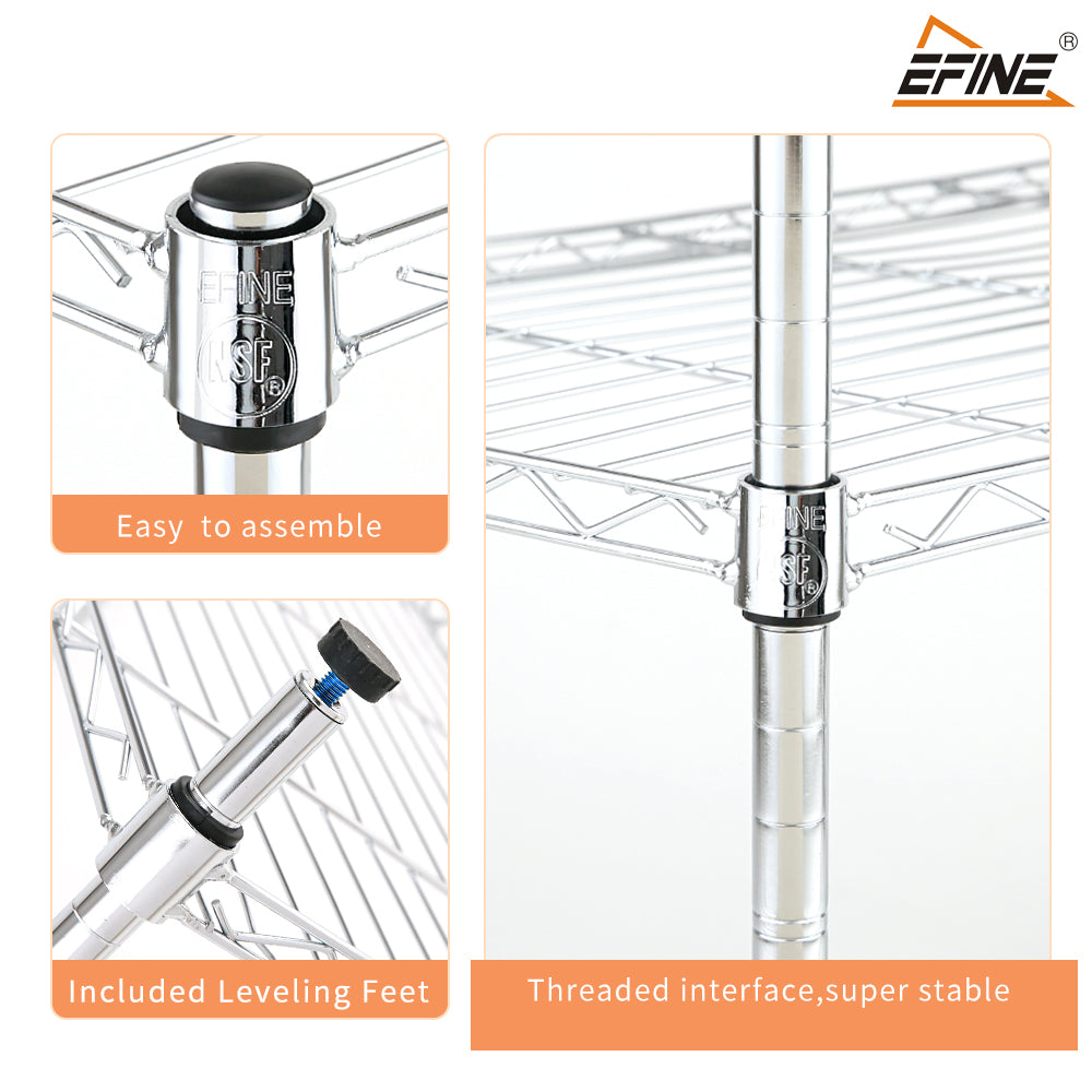 Chrome 3-Shelf Shelving Unit with 3-Shelf Liners, 36" W X 16" D X 36" H Adjustable Rack, Steel Wire Shelves, Shelving Units and Storage for Laundry Bathroom Kitchen Pantry Closet. item#: 530C