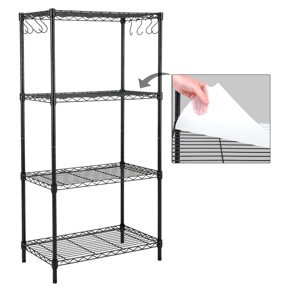 5-Shelf Shelving Unit with Shelf Liners Set of 5, NSF Certified, Adjustable, Steel Organizer Wire Rack, 100lbs Loading Capacity Per Shelf, for Kitchen and Garage (23.6W x 14D x 59H) Black. ITEM#: 100-4