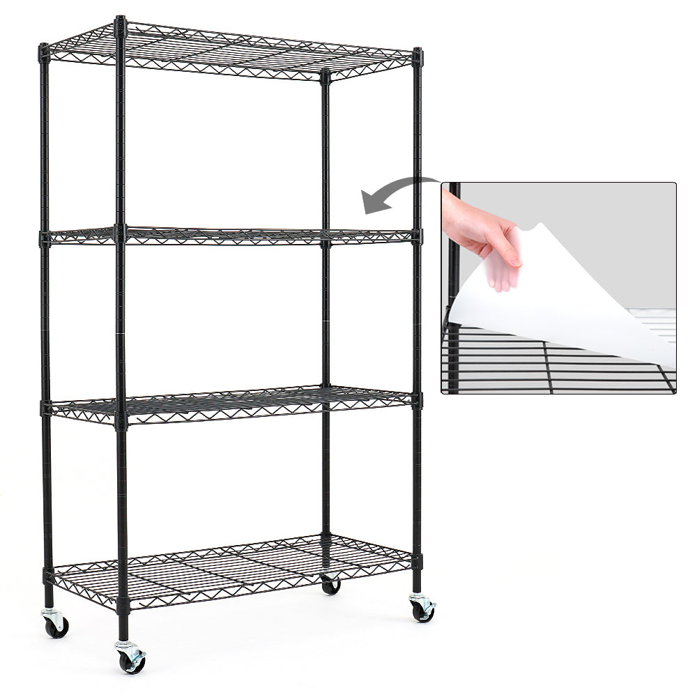 4-Shelf Shelving Units and Storage on Wheels with Shelf Liners Set of 4, NSF Certified, Adjustable Carbon Steel Wire Shelving Unit Rack for Garage, Kitchen, Office(50H X 30W X 14D). item#: 200-4W