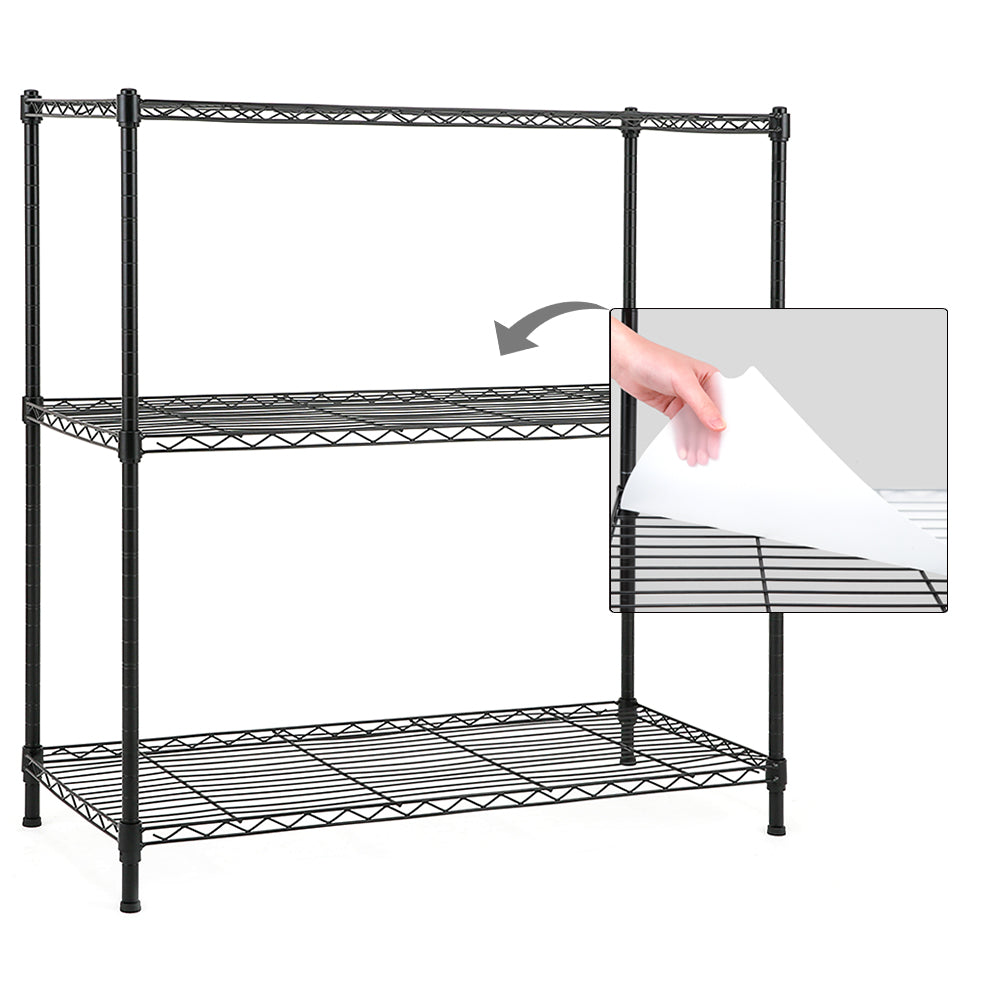 3-Shelf Shelving Unit with 3-Shelf Liners, 36" W X 16" D X 36" H Adjustable Rack, Steel Wire Shelves, Shelving Units and Storage for Laundry Bathroom Kitchen Pantry Closet, Black. item#: 530B